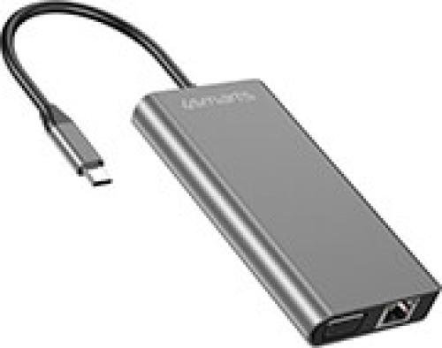 4SMARTS 8IN1 HUB USB-C TO ETHERNET HDMI VGA 2X USB-A 3.0  1X USB TYPE-C CARD READER SPACE GREY